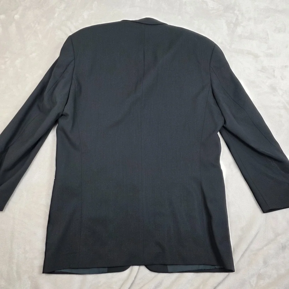 VINTAGE Hugo Boss Blazer Mens 44R Black Wool‎ Sport Coat Jacket Made In USA